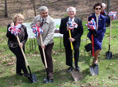 Ground breaking of Croatian Cultural Garden - Branka Malinar, Paul Burik, Jerry Malinar and Mary Hamlin