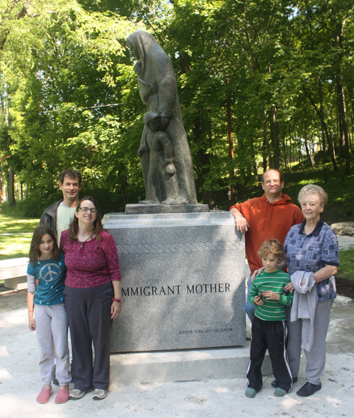 Members of the Turkaly Family at the Immigrant Mother statue