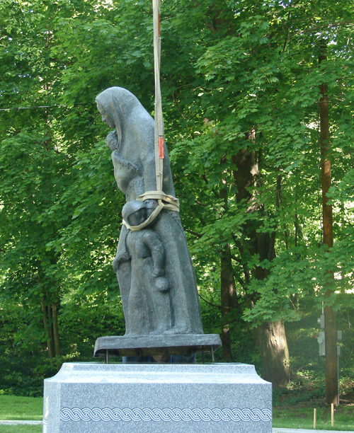 Working on the Immigrant Mother statue in the Croatian Cultural Garden