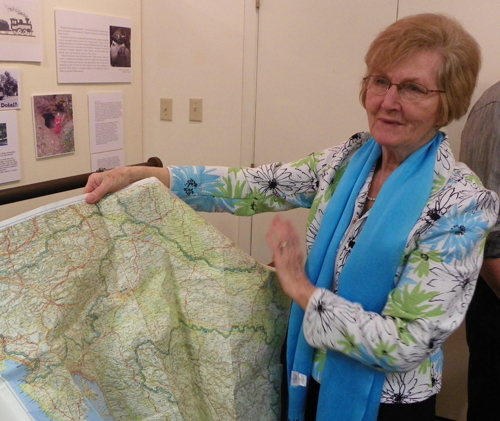 Kathy Kuhar with map