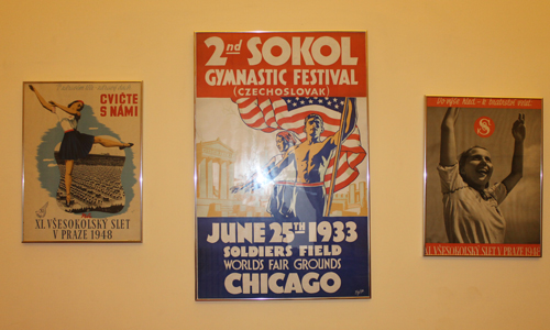Posters in Cleveland Czech Museum display