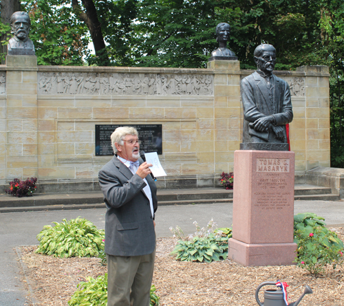 Paul Burk and Masaryk statue