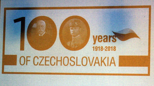 Banner of he centennial of the founding of Czechoslovakia 100 years ago