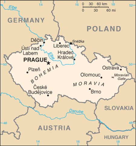 Map of the Czech Republic