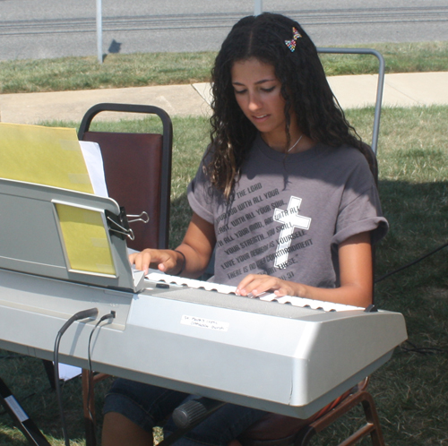 Girl playing keyboard