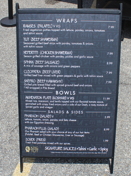 King Tut Egyptian Food Truck menu