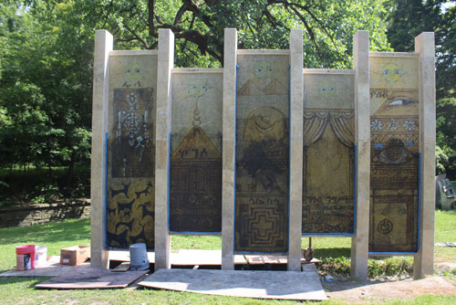 Front of the wall in the Ethiopian Cultural Garden in Cleveland