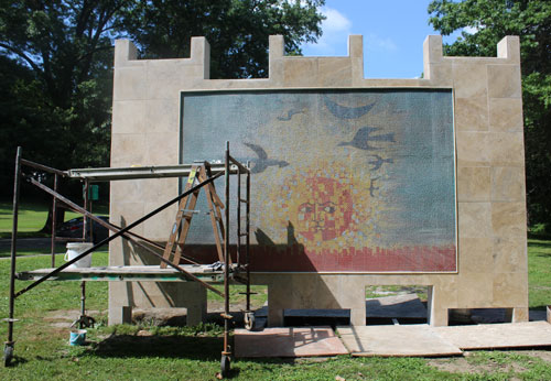 Work in progress on the back of the wall in the Ethiopian Cultural Garden