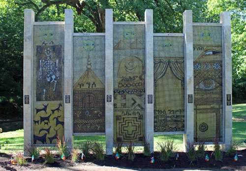 Ethiopian history wall in Ethiopian Garden in Cleveland
