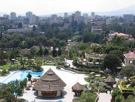 Ethiopian capital Addis Ababa from hotel window