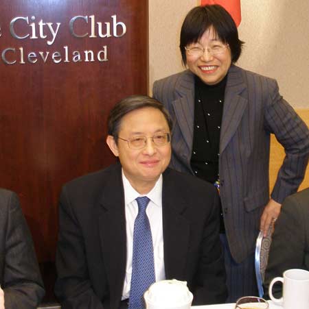 Margaret Wong with People's Republic of China Ambassador Zhou Wenzhong at the Cleveland City Club 1-18-08