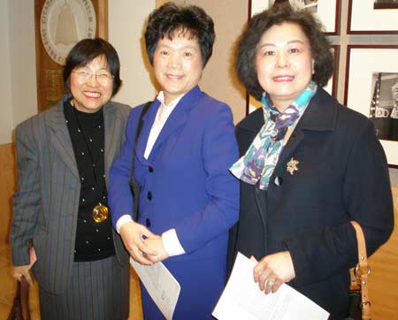 Margaret Wong, Professor Lih-Ching Chen Wang, PhD from Cleveland State University and Margaret's dear friend Ivy Yu, a reporter for the World Chinese Journal