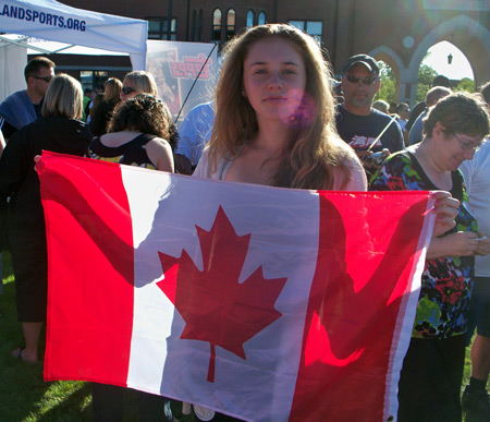 Girl with flag of Canada