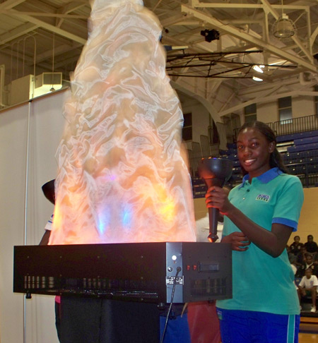 Lighting the torch to begin the 2010 World School Games at John Carroll University