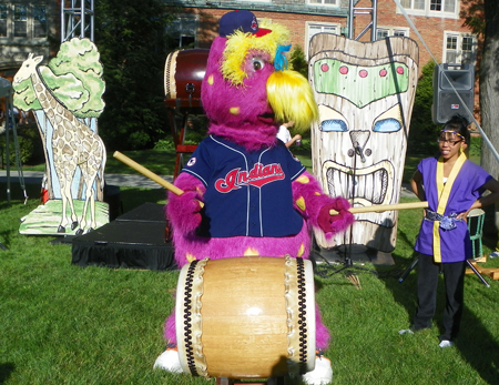 Cleveland Indians mascot Slider with Mame Daiko Taiko Drummers