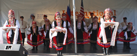 Traditional presentation of bread and salt by the St. Nicholas Orthodox Church Russian Youth Dancers