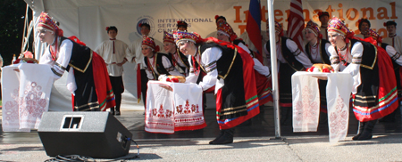 Traditional presentation of bread and salt by the St. Nicholas Orthodox Church Russian Youth Dancers