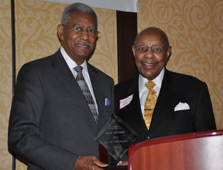 Rev. Dr. Otis Moss Jr. with Hall of Fame Award and Lou Stokes