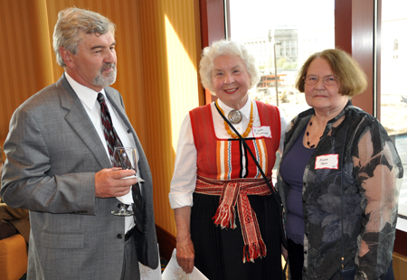 Cultural Garden Federation President Paul Burik, <br>Estonian Ambassador Erika Kikut Puussaar <br>and Latvian Ambassador Anda Cook
