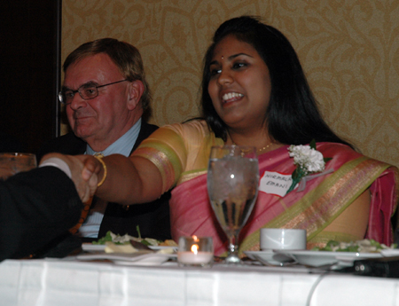 Inductee Tony Petkovsek and Nirmala Emani