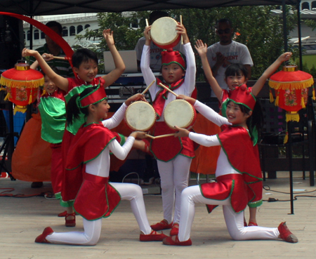 Happy Drum Dance by young Chinese Americans in Cleveland