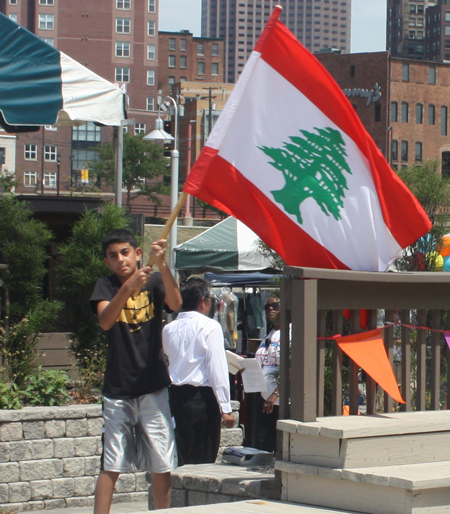 Boy with Lebanese flag