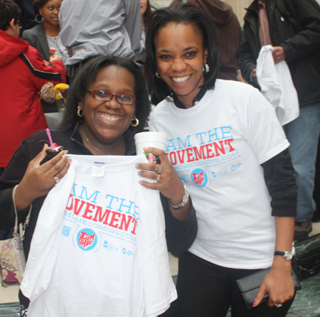 people wearing new Ohio Homecoming t-shirts