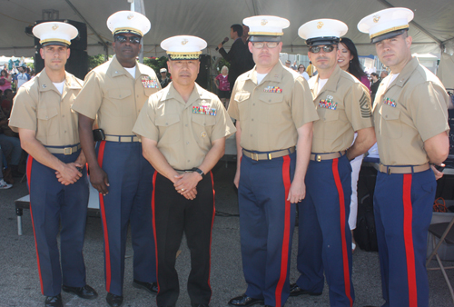 Marine Brigadier General Daniel D. Yoo and fellow Marines in Cleveland