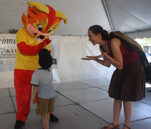 Posing with Wushu the Dragon at Cleveland Asian Festival