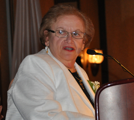 Congresswoman Mary Rose Oakar speaking at Cleveland International Hall of Fame