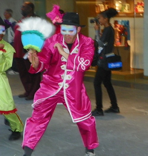 Members of the musical group Progeny from Shaw High School and Heritage Middle School paraded through the new Ames Family Atrium with the Quixote puppets from Parade the Circle.