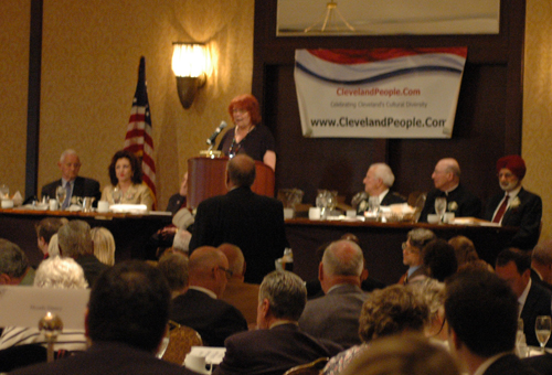 Debbie Hanson at podium