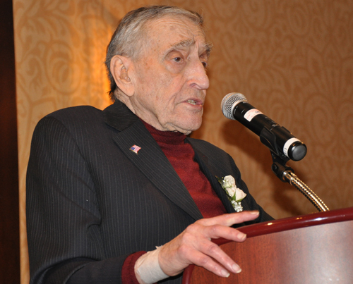 Sam Miller giving his acceptance speech