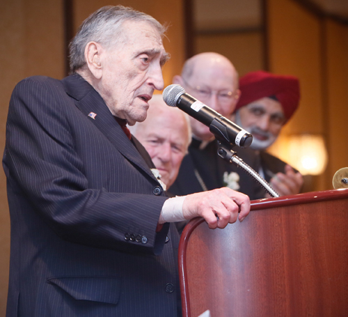 Sam Miller giving his acceptance speech