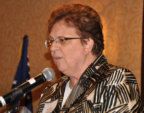 Sister Diana Stano, O.S.U., Ph.D., the sixteenth president of Ursuline College, gave the invocation 