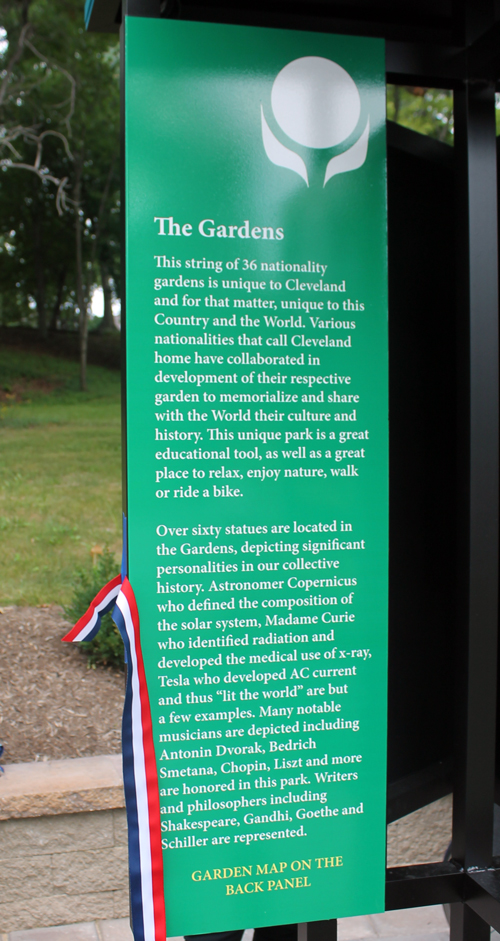 Gardens info at Cleveland Cultural Gardens kiosk