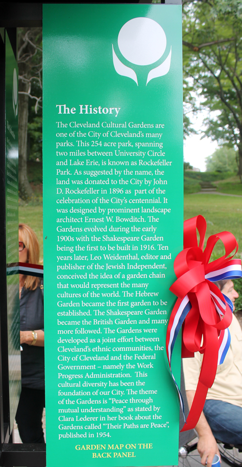 History info at Cleveland Cultural Gardens kiosk