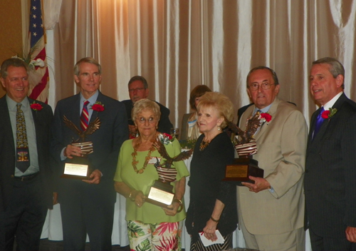 Freedom awards group at Captive Nations Week event - Judge Perk, Senator Rob Portman, Katalin Gulden, Irene Morrow, Francis Rutkowski and Councilman Mike Polensek