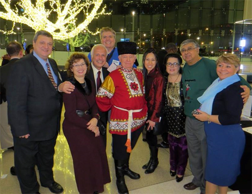 ICC-WIN Board Members Pierre Bejjani, Laura Fruscella, Mehmet Gencer, Dan Hanson, Ken Kovach, Lisa Wong and Mari Galindo with Kathy and Anjan Ghose