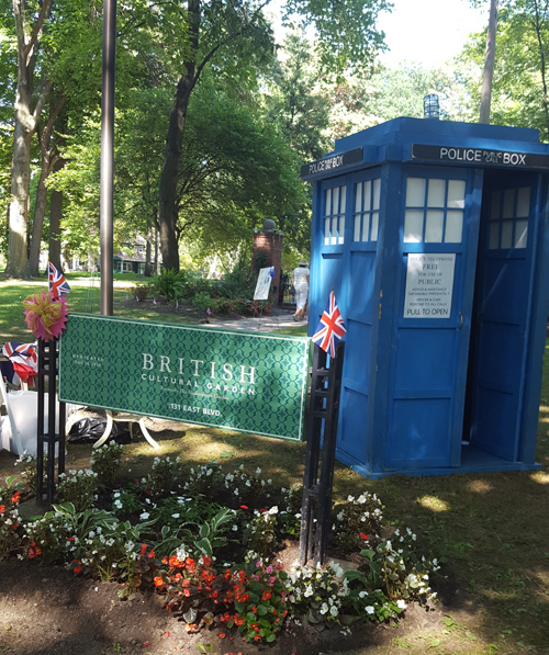 Dr Who's TARDIS  in British Cultural Garden on One World Day