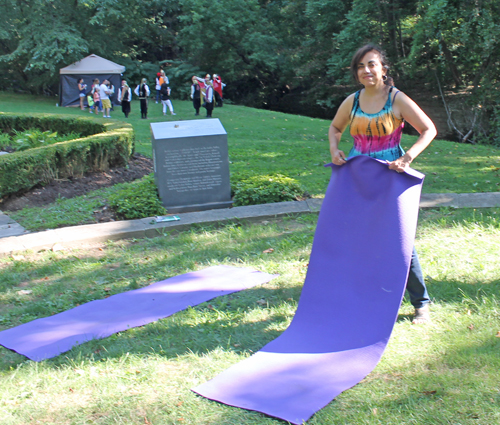 Sujata Burgess teaching yoga India Cultural Garden on One World Day