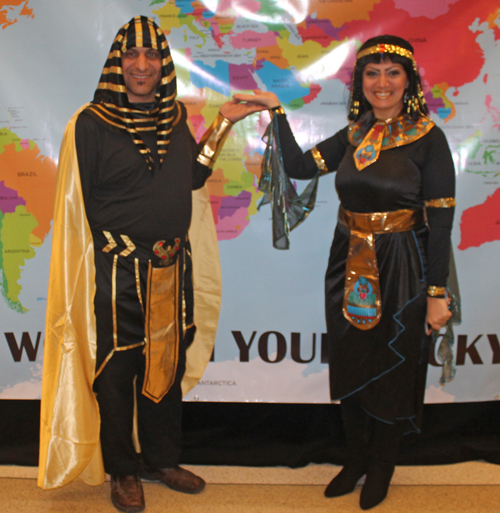 Nader Soliman and Hadia Tawadros representing Egypt Posing with a map of Egypt