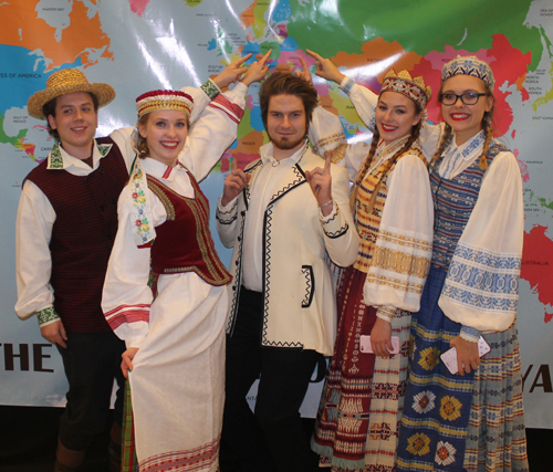 Posing with a map of Lithuania