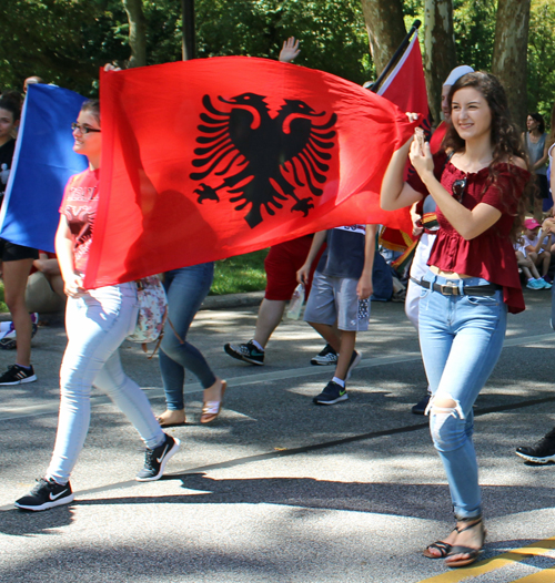 Albanian Garden in Parade of Flags at 73rd annual One World Day in the Cleveland Cultural Gardens