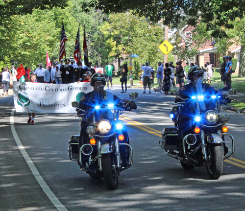 Motorcycle cops in parade of Flags