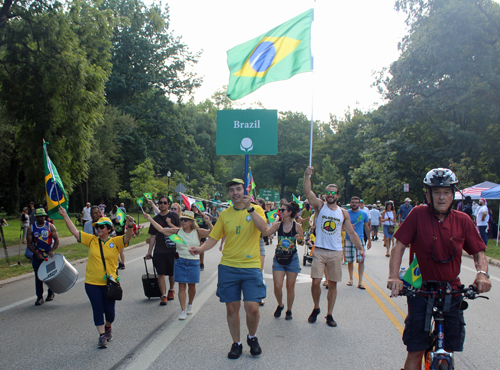 Brazilian group in the Parade of Flags at One World Day 2021