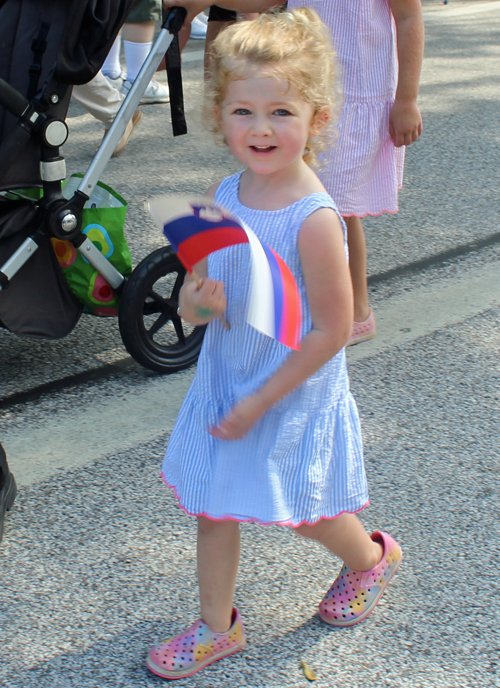 Little girl from Slovenian Cultural Garden in Parade of Flags at One World Day 2021