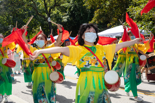 Dancers from Chinese Cultural Garden in Parade of Flags at One World Day 2021