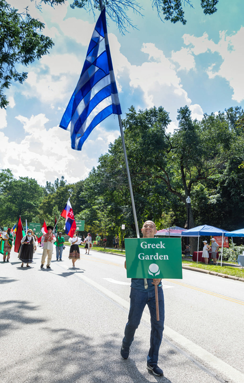 Greek Cultural Garden in the Parade of Flags at One World Day 2021
