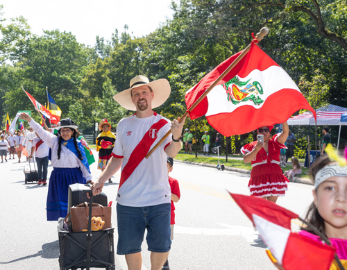 Peruvian group in the Parade of Flags at One World Day 2021